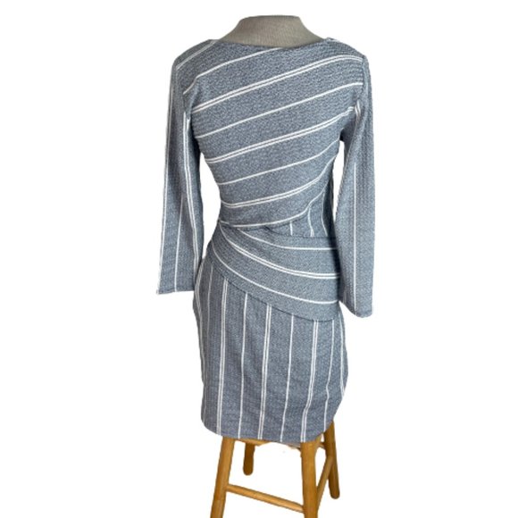 Maeve Anthropologie Knit Mini Dress Striped Blue White M Medium - Picture 4 of 7